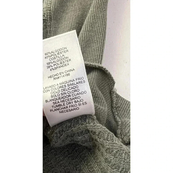 Frye and CO. Womens Long Sleeve Button Down Shirt Size L Green Waffe Thermal - Picture 7 of 11